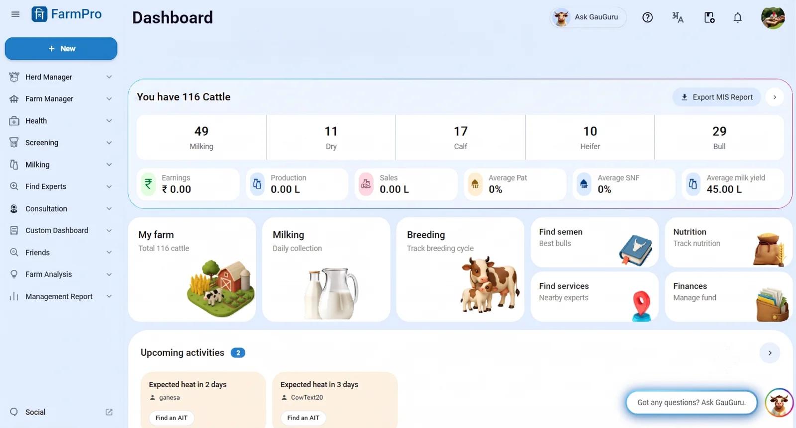 FarmPro dashboard